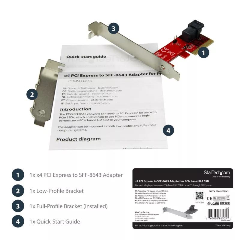 StarTech.com x4 PCI Express na SFF-8643 – adapter dla PCIe NVMe U.2 SSD