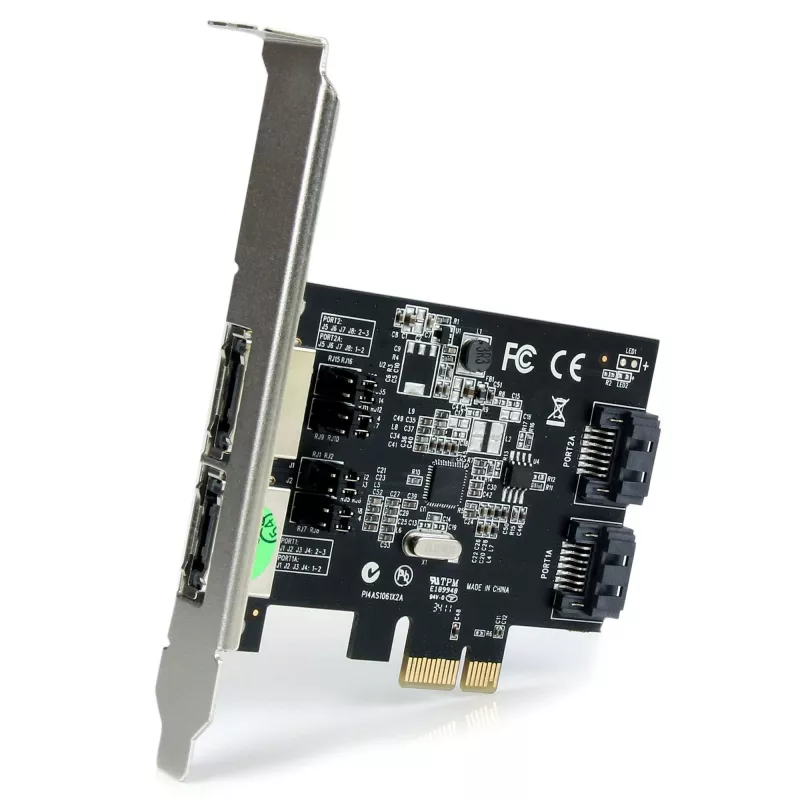 StarTech.com 2-portowa karta kontrolera PCI Express SATA 6 Gbps eSATA – dwuportowa karta PCIe SATA III – 2 wew./2 zew.