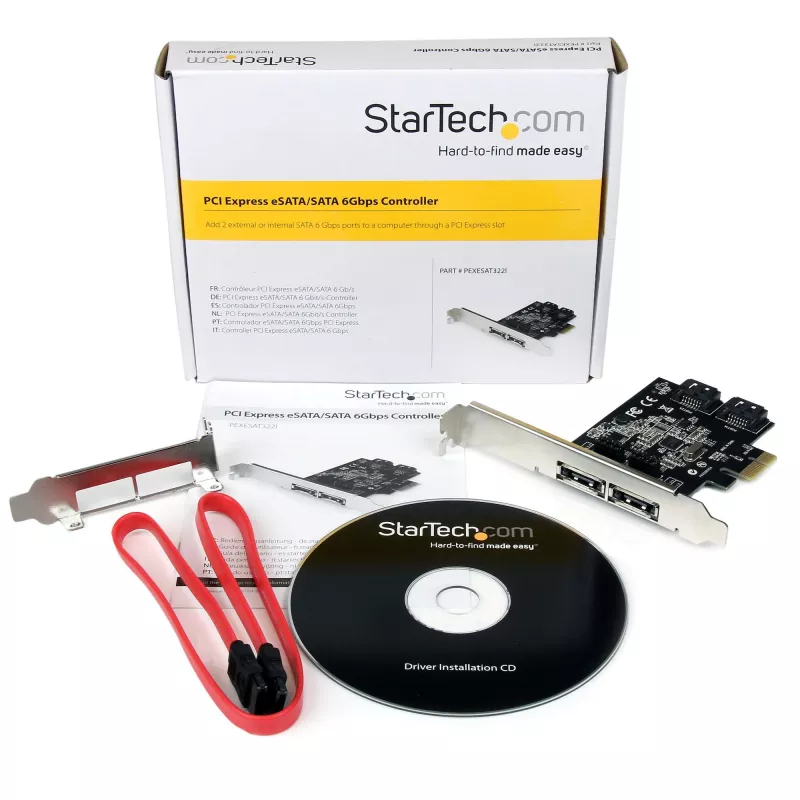 StarTech.com 2-portowa karta kontrolera PCI Express SATA 6 Gbps eSATA – dwuportowa karta PCIe SATA III – 2 wew./2 zew.