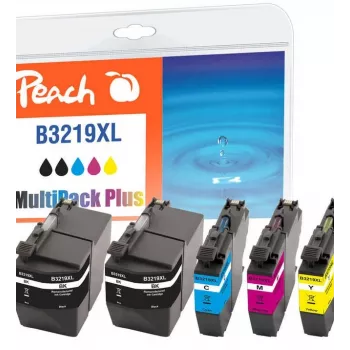 Peach Combi Pack Plus, kompatybilny z Brother LC-3219XL, wysoka (XL) wydajność, czarny, cyjan, magenta, żółty, 62 ml, 15 ml, 5 szt., zestaw kombinowany
