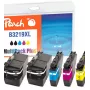 Peach Combi Pack Plus, kompatybilny z Brother LC-3219XL, wysoka (XL) wydajność, czarny, cyjan, magenta, żółty, 62 ml, 15 ml, 5 szt., zestaw kombinowany