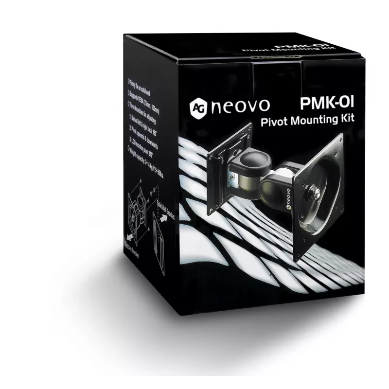 Uchwyt ścienny/biurkowy do monitora AG Neovo PMK-01 dla ekranów 15–32 cale, VESA 75x75–100x100, maks. obciążenie 14 kg, pochylenie ±90°, obrót 180° (czarny)