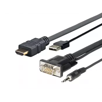 Vivolink PROHDMIMVGA1 adapter kabla wideo 1 m HDMI+VGA+USB+3,5 mm HDMI+VGA (D-Sub) +USB+3,5 mm Czarny