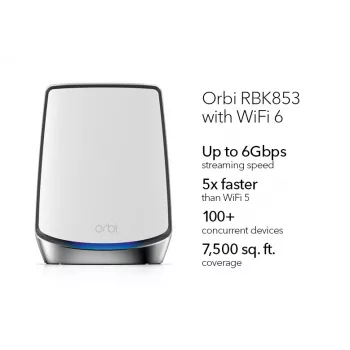 NETGEAR Orbi RBK853 AX6000 WiFi 6 Mesh System Tri-band (2.4 GHz / 5 GHz / 5 GHz) Wi-Fi 6 (802.11ax) Szary 4 Wewnętrzna
