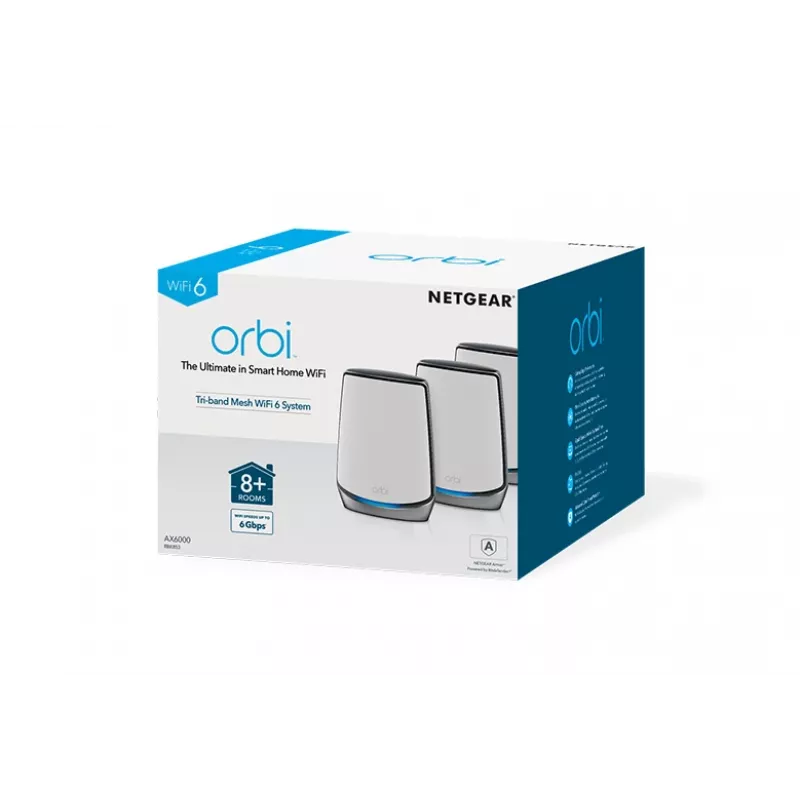 NETGEAR Orbi RBK853 AX6000 WiFi 6 Mesh System Tri-band (2.4 GHz / 5 GHz / 5 GHz) Wi-Fi 6 (802.11ax) Szary 4 Wewnętrzna