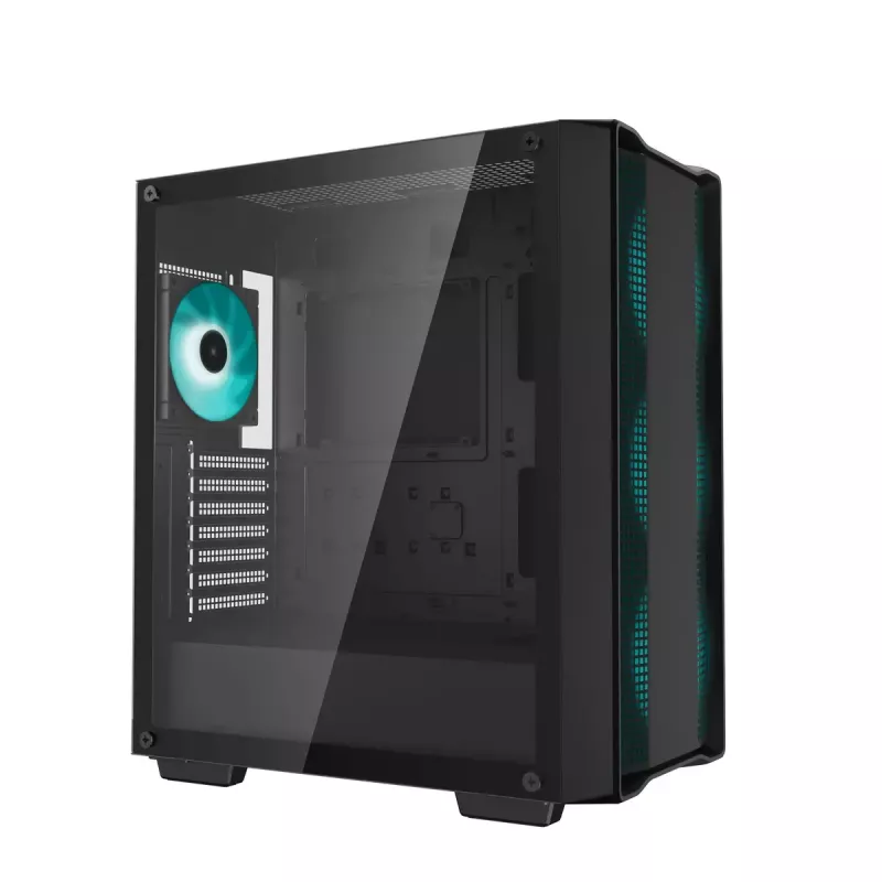 Obudowa PC DeepCool CC560 V2 Midi Tower Czarna — ATX/microATX, szkło hartowane, podświetlenie RGB z przodu, radiator przedni 360 mm, GPU 370 mm