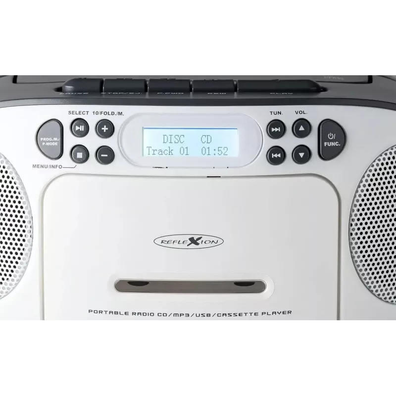 Przenośny boombox Reflexion RCR2260DAB biały/szary z tunerem DAB+/FM i odtwarzaczem CD