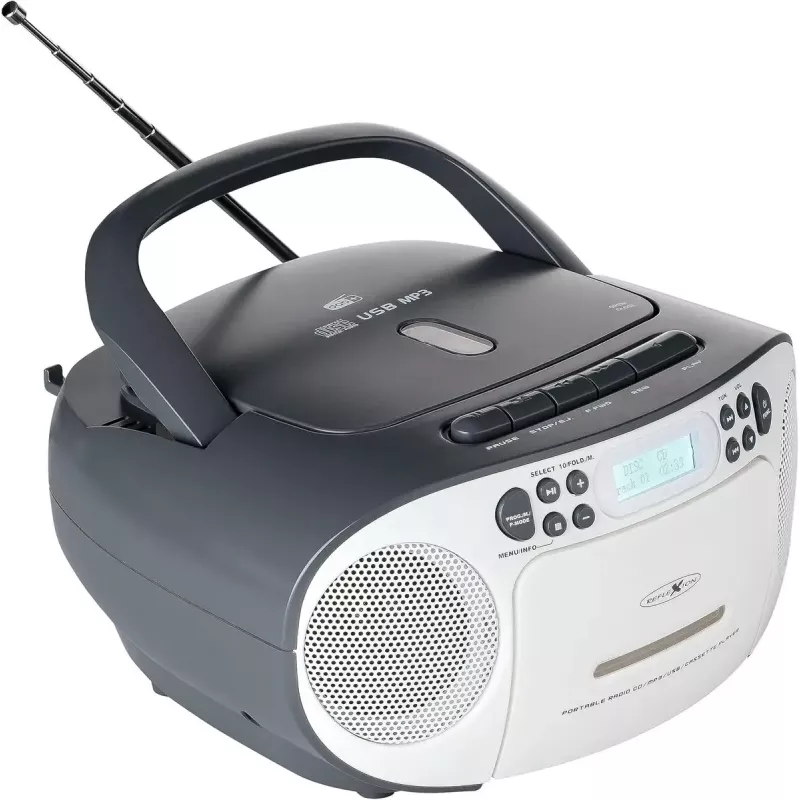 Przenośny boombox Reflexion RCR2260DAB biały/szary z tunerem DAB+/FM i odtwarzaczem CD