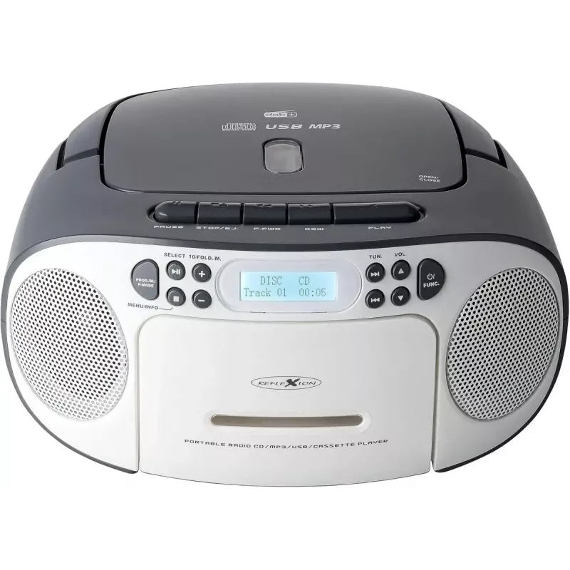 Przenośny boombox Reflexion RCR2260DAB biały/szary z tunerem DAB+/FM i odtwarzaczem CD