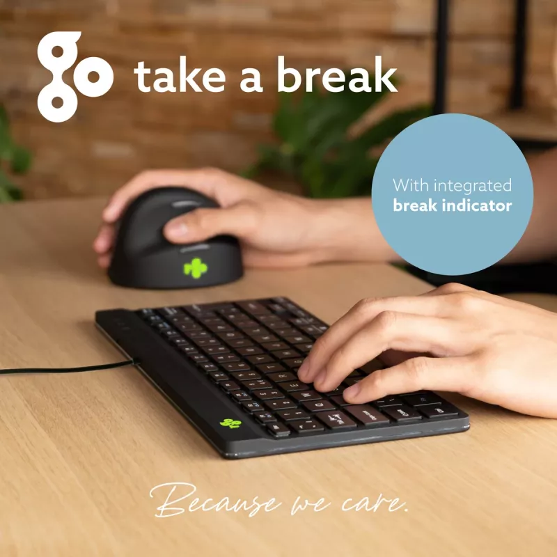R-Go Tools Ergonomic keyboard R-Go Compact Break, kompaktowa klawiatura z oprogramowaniem Break, QWERTZ (DE), przewodowa, czarna