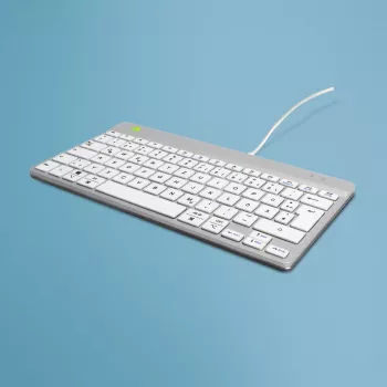 Ergonomiczna klawiatura R-Go Tools R-Go Compact Break, kompaktowa klawiatura z oprogramowaniem do przerw, QWERTZ (DE), przewodowa, biała