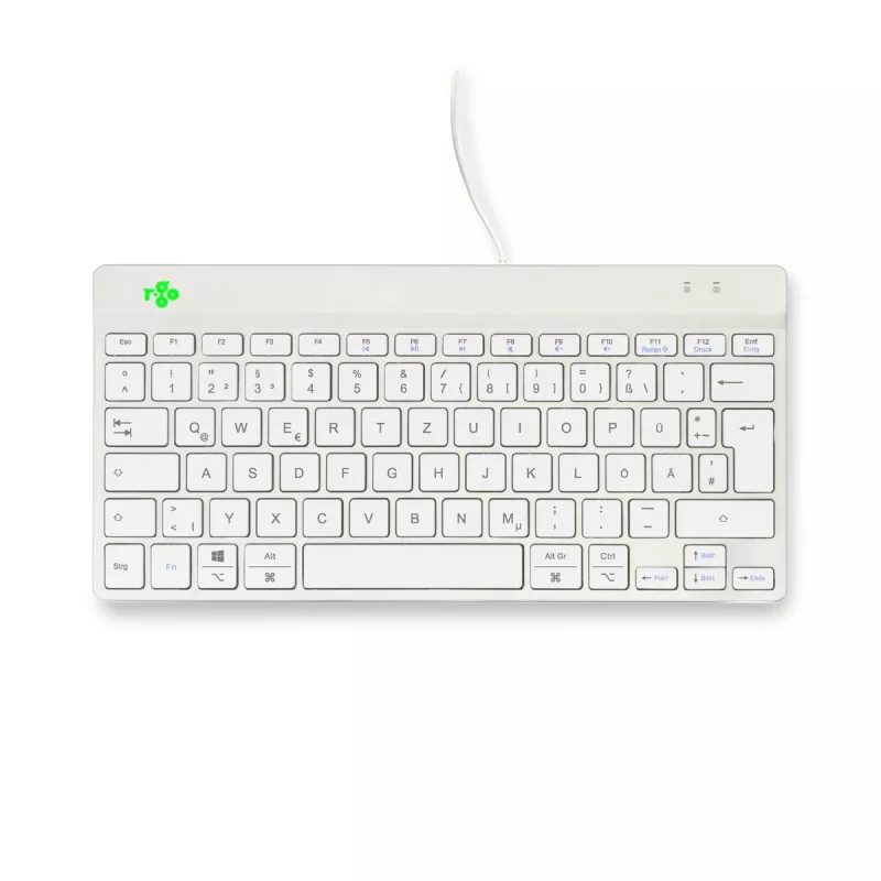 Ergonomiczna klawiatura R-Go Tools R-Go Compact Break, kompaktowa klawiatura z oprogramowaniem do przerw, QWERTZ (DE), przewodowa, biała