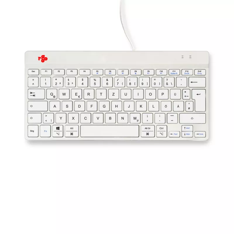 Ergonomiczna klawiatura R-Go Tools R-Go Compact Break, kompaktowa klawiatura z oprogramowaniem do przerw, QWERTZ (DE), przewodowa, biała