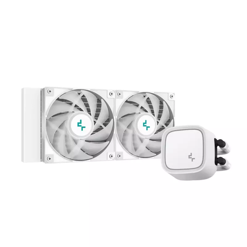 Chłodzenie cieczą typu all-in-one DeepCool LE520 WH — wentylator 120 mm, 220 W TDP, biały, obsługa LGA 1150/1151/1155/1200/1700 i AM4/AM5