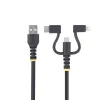 StarTech.com 1 m wytrzymały wielofunkcyjny kabel ładujący USB, USB na Lightning/Micro-USB/Type-C, certyfikat Apple MFi, osłona aramidowa, uniwersalny przewód ładujący 3 w 1 do iPhone/iPad/Android