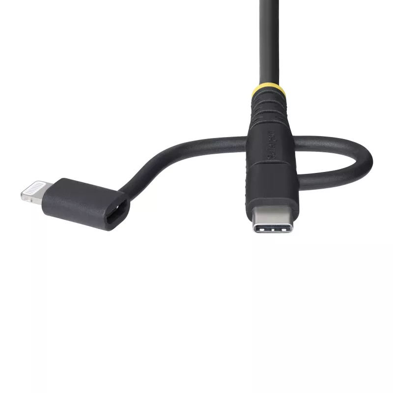StarTech.com 1 m wytrzymały wielofunkcyjny kabel ładujący USB, USB na Lightning/Micro-USB/Type-C, certyfikat Apple MFi, osłona aramidowa, uniwersalny przewód ładujący 3 w 1 do iPhone/iPad/Android