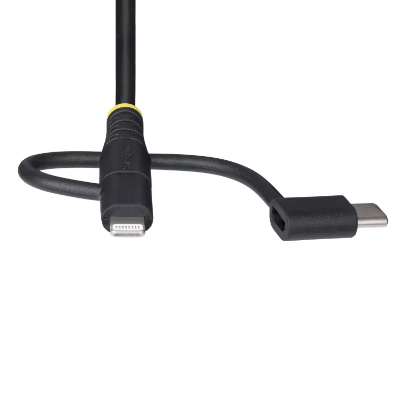 StarTech.com 1 m wytrzymały wielofunkcyjny kabel ładujący USB, USB na Lightning/Micro-USB/Type-C, certyfikat Apple MFi, osłona aramidowa, uniwersalny przewód ładujący 3 w 1 do iPhone/iPad/Android