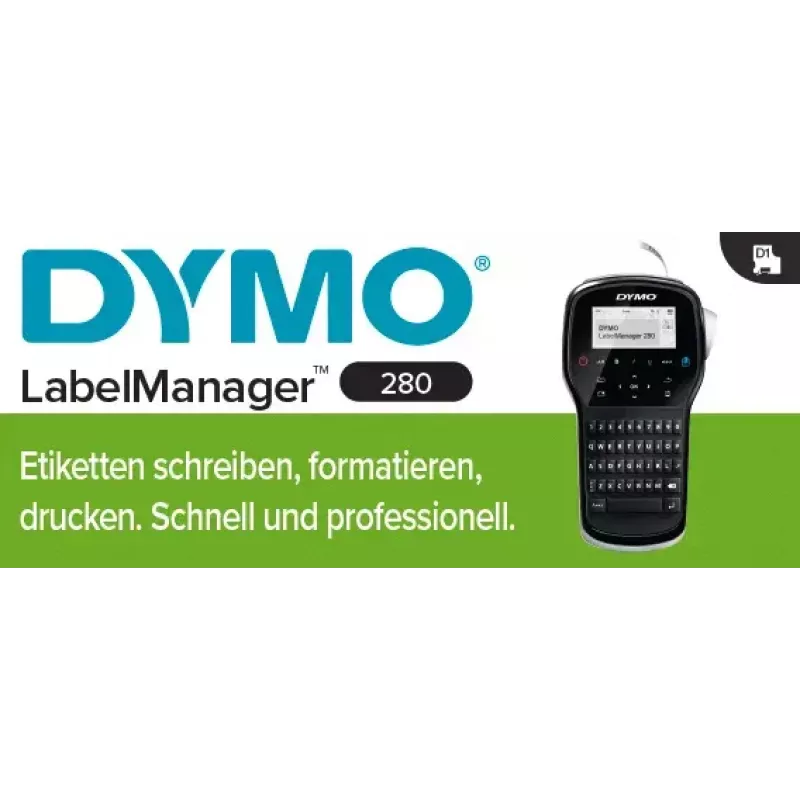 Drukarka etykiet Dymo LabelManager 280 — termotransferowa, taśmy D1 6/9/12 mm, akumulatorowa, LCD, QWERTY