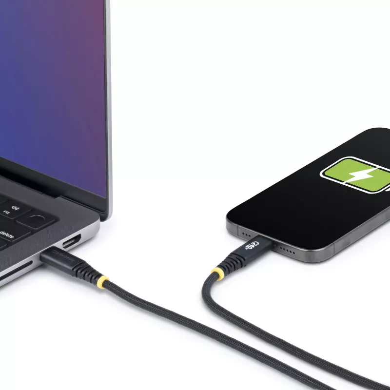 StarTech.com 3ft (1m) Kabel ładujący USB-C, Wytrzymały i Ultrasprężysty, 240W (5A) PD EPR, Kabel ładujący do laptopa USB 2.0, Certyfikat USB-IF, Wytrzymały przewód ładujący USB-C