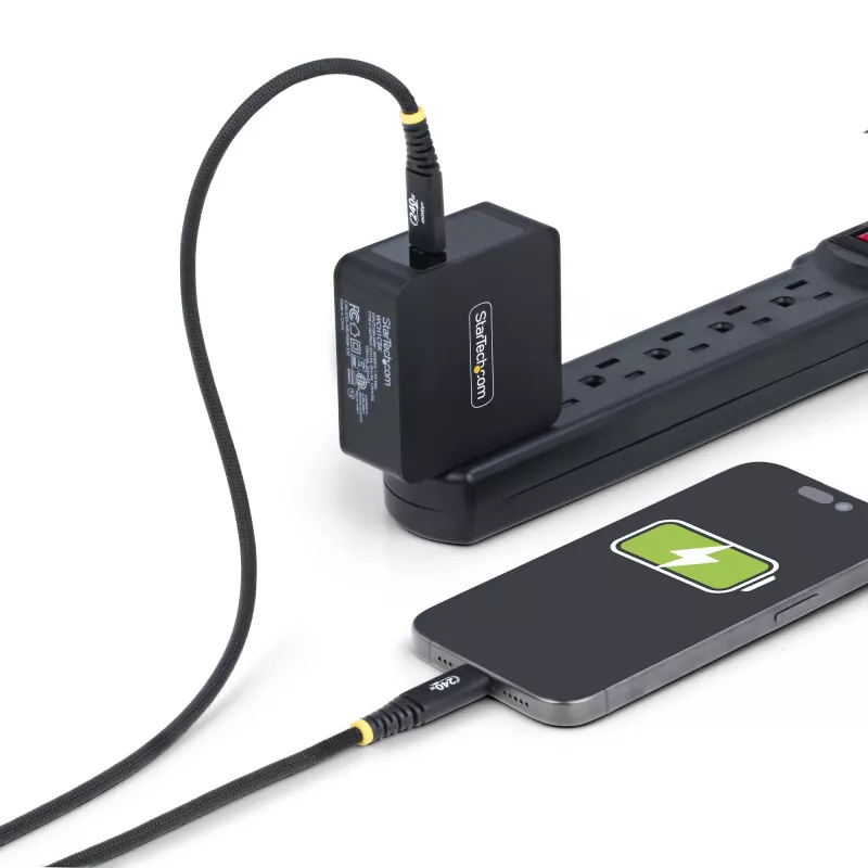 StarTech.com 3ft (1m) Kabel ładujący USB-C, Wytrzymały i Ultrasprężysty, 240W (5A) PD EPR, Kabel ładujący do laptopa USB 2.0, Certyfikat USB-IF, Wytrzymały przewód ładujący USB-C