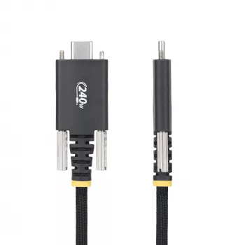 StarTech.com 2 m kabel ładujący USB-C, boczne śruby blokujące, 240 W (5 A) PD EPR, dwuwarstwowa powłoka silikonowo-pleciona, kabel ładujący do laptopa USB 2.0, certyfikat USB-IF, wytrzymały przewód ładujący USB-C