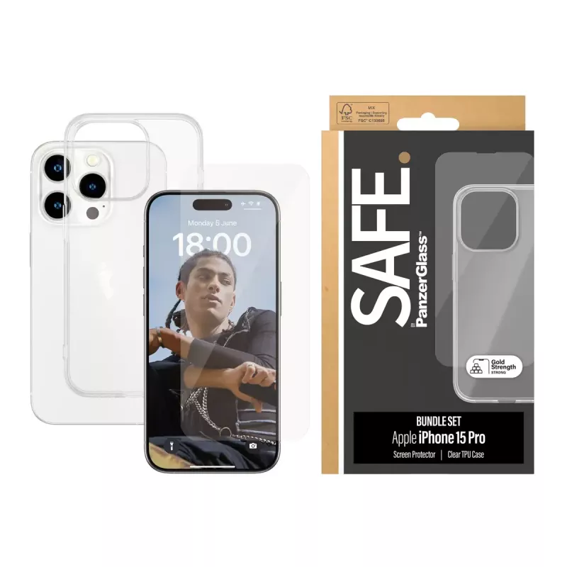 PanzerGlass SAFE. by ® 2-w-1 Pakiet iPhone 15 Pro