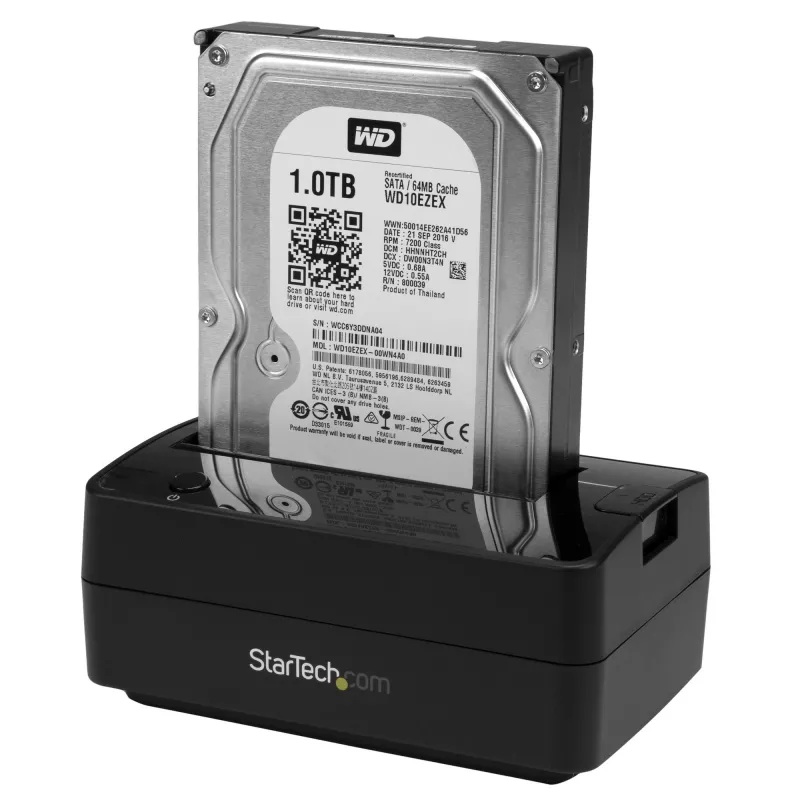 StarTech.com Stacja dokująca do dysków twardych SATA z pojedynczą wnęką USB 3.1 / eSATA, stacja dokująca USB 3.1 (10 Gb/s), zewnętrzna stacja dokująca do dysków SATA III HDD/SSD 2,5/3,5 inch, wnęka na dysk twardy ładowana od góry