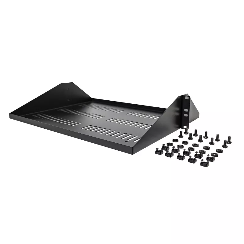StarTech.com 2U Server Rack Shelf, Center Mounted Universal Vented Rackmount Cantilever Tray for 19 inch sieciowy Equipment Rack, Heavy Duty Steel, 200lb Capacity, 14 inch Deep, Czarny