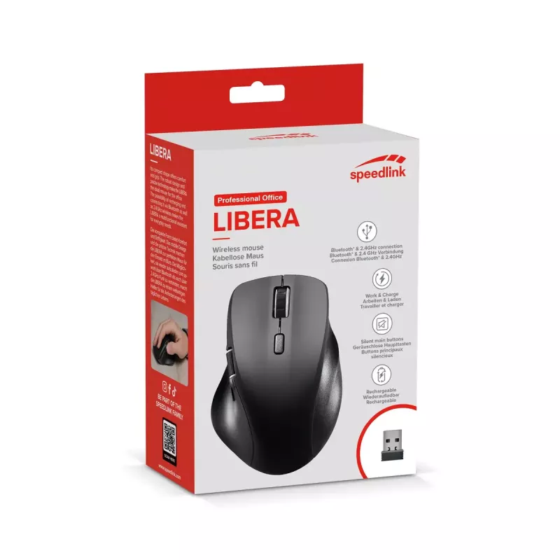 Mysz SPEEDLINK SL-630021-RRBK RF bezprzewodowa + Bluetooth