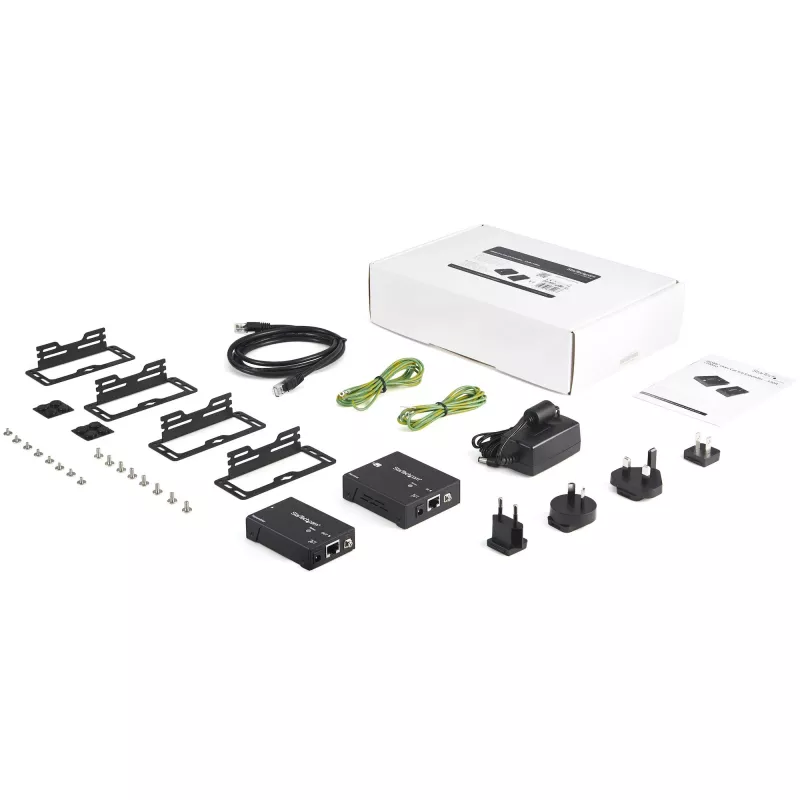 StarTech.com przedłużacz HDMI przez CAT5e HDBaseT - 4K - TAA, 4096 x 2160 pikseli, nadajnik i odbiornik AV, 100 m, czarny