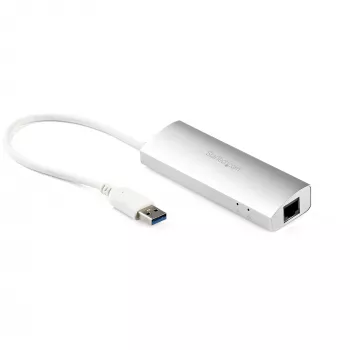 StarTech.com 3-Port Portable USB 3.0 Hub plus Gigabit Ethernet - Built-In kabel~3-Port Portable USB 3.0 Hub plus Gigabit Ethernet - 5Gbps - Built-In kabel