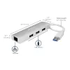 StarTech.com 3-Port Portable USB 3.0 Hub plus Gigabit Ethernet - Built-In kabel~3-Port Portable USB 3.0 Hub plus Gigabit Ethernet - 5Gbps - Built-In kabel