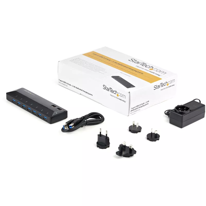 StarTech.com 7-portowy hub USB 3.0 z dedykowanymi portami ładowania - 2 porty 2,4 A