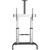 StarTech.com Mobilny stojak pod telewizor – wytrzymały wózek TV do wyświetlaczy 60-100 cali (100 kg/220 funtów) – regulowany wysokością, stojący na podłodze, na kółkach, do płaskich ekranów – uniwersalny uchwyt telewizyjny z półkami