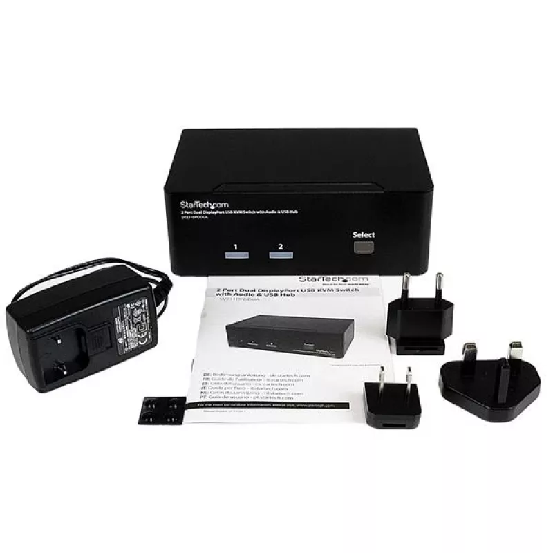 StarTech.com 2-portowy przełącznik KVM Dual DisplayPort USB z audio i hubem USB 2.0