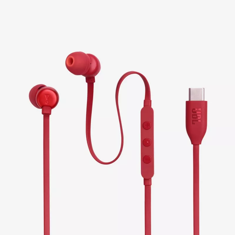JBL Tune 310C Zestaw słuchawkowy Przewodowy Douszny Rozmowy/Muzyka USB Typ-C Czerwony