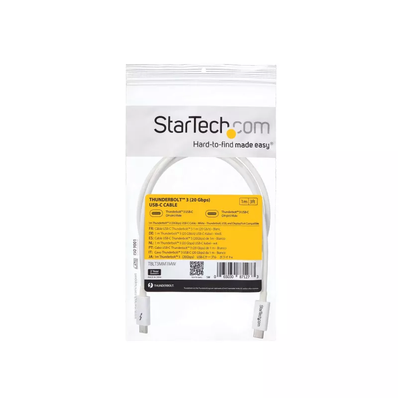 StarTech.com Thunderbolt 3 kabel - 20Gbps - 1m - Biały - Thunderbolt, USB i DisplayPort Kompatybilny