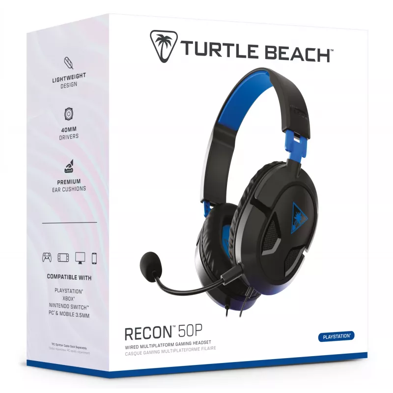 Zestaw słuchawkowy Turtle Beach Recon 50P – przewodowy zestaw słuchawkowy dla graczy – PS5, PS4, Xbox Series X|S, Xbox One i PC
