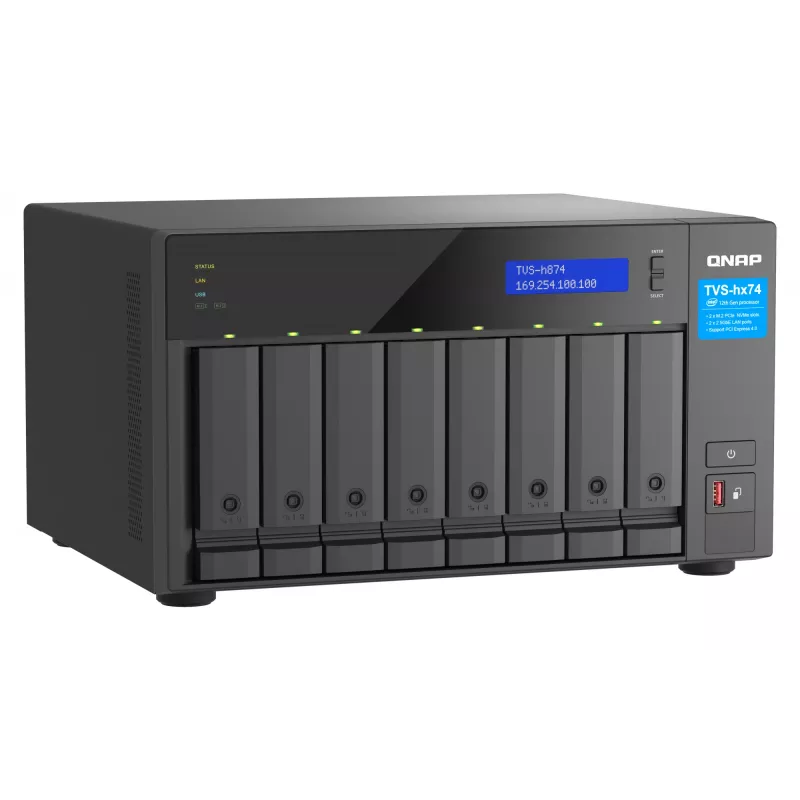QNAP TVS-h874 NAS Tower Intel® Core™ i7 32 GB DDR4 0 TB QuTS hero Czarny