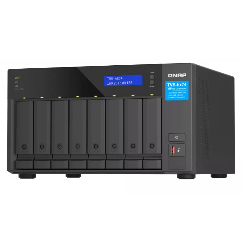 QNAP TVS-h874 NAS Tower Intel® Core™ i7 32 GB DDR4 0 TB QuTS hero Czarny