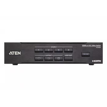 ATEN CAMLIVE PRO 4K 4-wejściowy przełącznik HDMI na USB, czarny, HDMI, 3840 x 2160 pikseli, metal, Tajwan, 3840 x 2160 1920 x 1080 1280 x 720