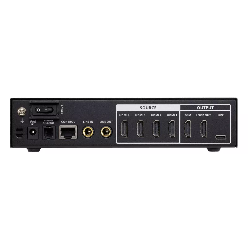 ATEN CAMLIVE PRO 4K 4-wejściowy przełącznik HDMI na USB, czarny, HDMI, 3840 x 2160 pikseli, metal, Tajwan, 3840 x 2160 1920 x 1080 1280 x 720