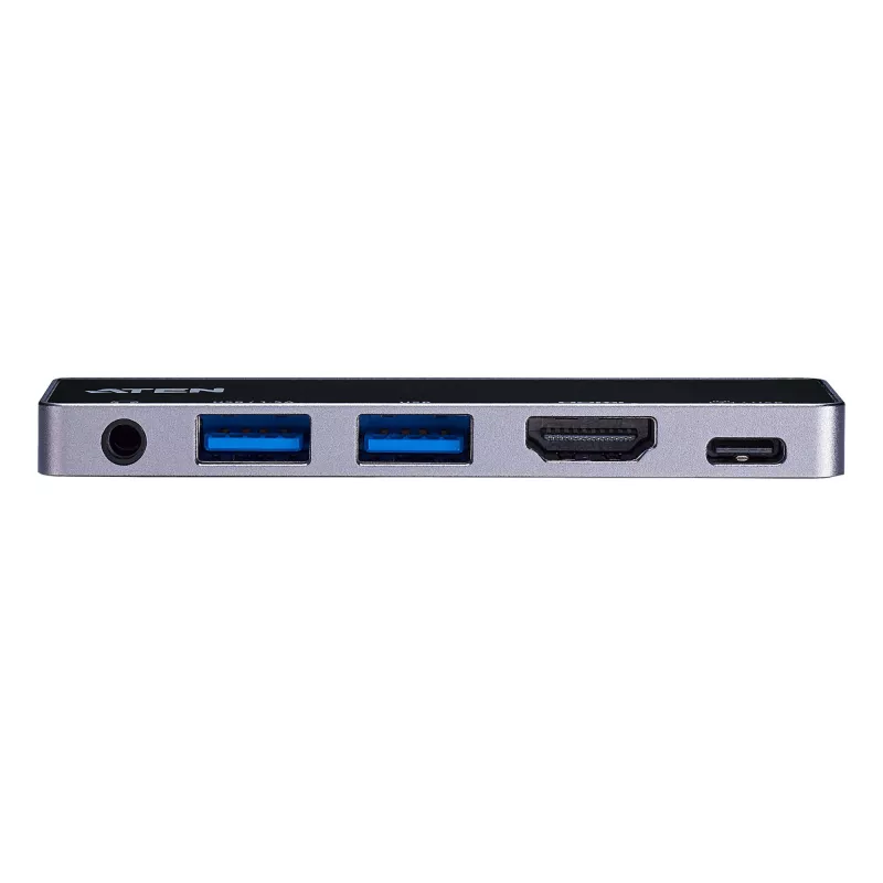 Stacja dokująca podróżna ATEN USB-C z przesyłem mocy, uniwersalna, USB Type-C, czarny, srebrny