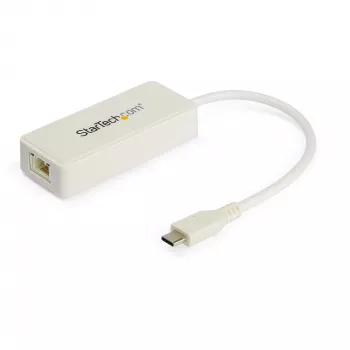 StarTech.com Adapter USB-C na Gigabit Ethernet z portem USB-A — Biały, 1 Gb/s, NIC USB 3.0/USB 3.1 Type-C, Adapter sieciowy 1GbE USB-C RJ45/LAN, kompatybilny z TB3, Windows, MacBook Pro, Chromebook
