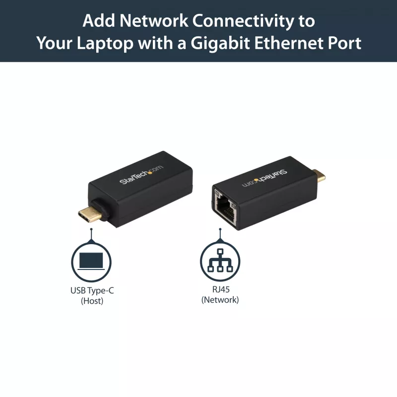 StarTech.com Adapter USB C do Gigabit Ethernet - 1Gbps NIC USB 3.0/USB 3.1 Typ C Adapter sieciowy - 1GbE USB-C do RJ45/LAN Port Thunderbolt 3 Kompatybilny Windows MacBook Pro Chromebook