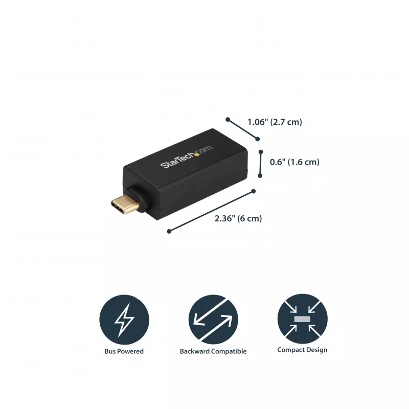 StarTech.com Adapter USB C do Gigabit Ethernet - 1Gbps NIC USB 3.0/USB 3.1 Typ C Adapter sieciowy - 1GbE USB-C do RJ45/LAN Port Thunderbolt 3 Kompatybilny Windows MacBook Pro Chromebook