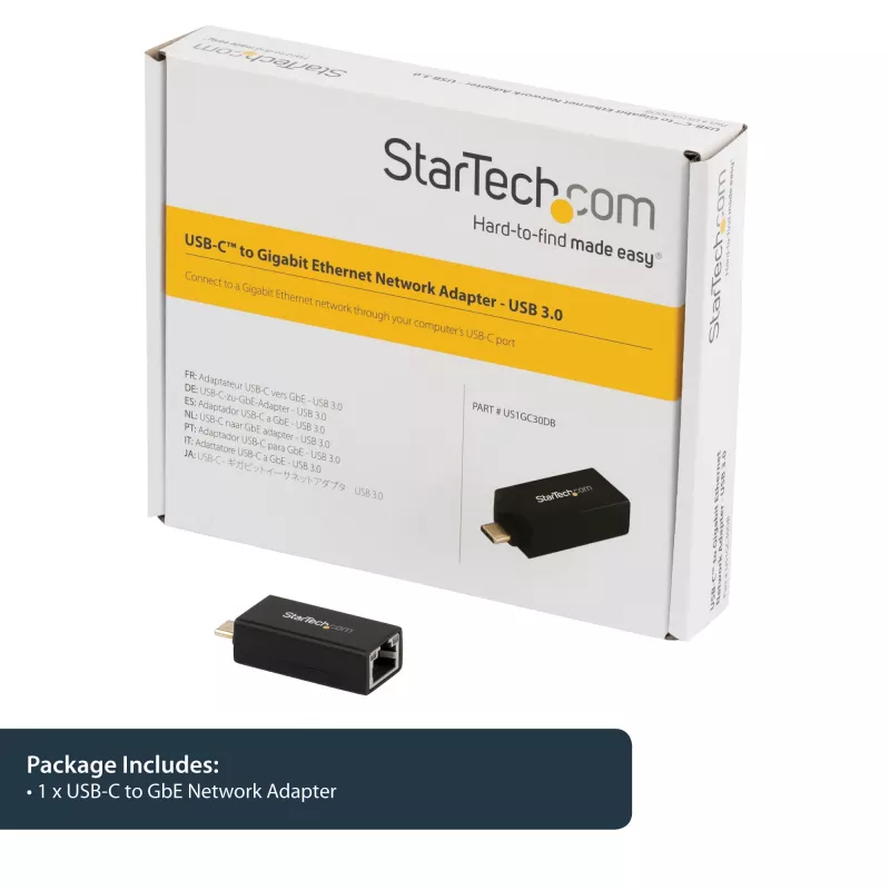 StarTech.com Adapter USB C do Gigabit Ethernet - 1Gbps NIC USB 3.0/USB 3.1 Typ C Adapter sieciowy - 1GbE USB-C do RJ45/LAN Port Thunderbolt 3 Kompatybilny Windows MacBook Pro Chromebook