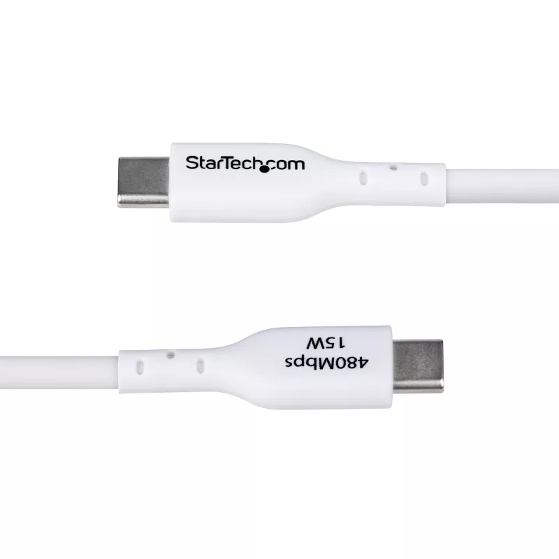 StarTech.com Kabel ładujący USB-A na USB-C 3 m (9,8 stopy), ładowanie i synchronizacja, 3 A, USB 2.0, powłoka TPE - Biały przewód ładujący USB