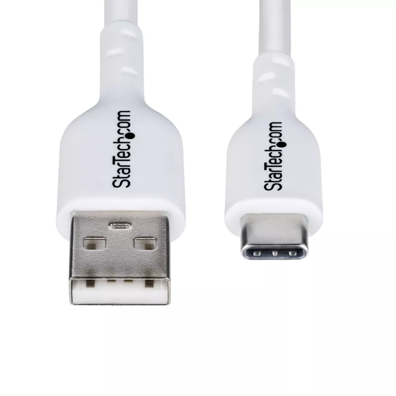 StarTech.com Kabel ładujący USB-A na USB-C 3 m (9,8 stopy), ładowanie i synchronizacja, 3 A, USB 2.0, powłoka TPE - Biały przewód ładujący USB