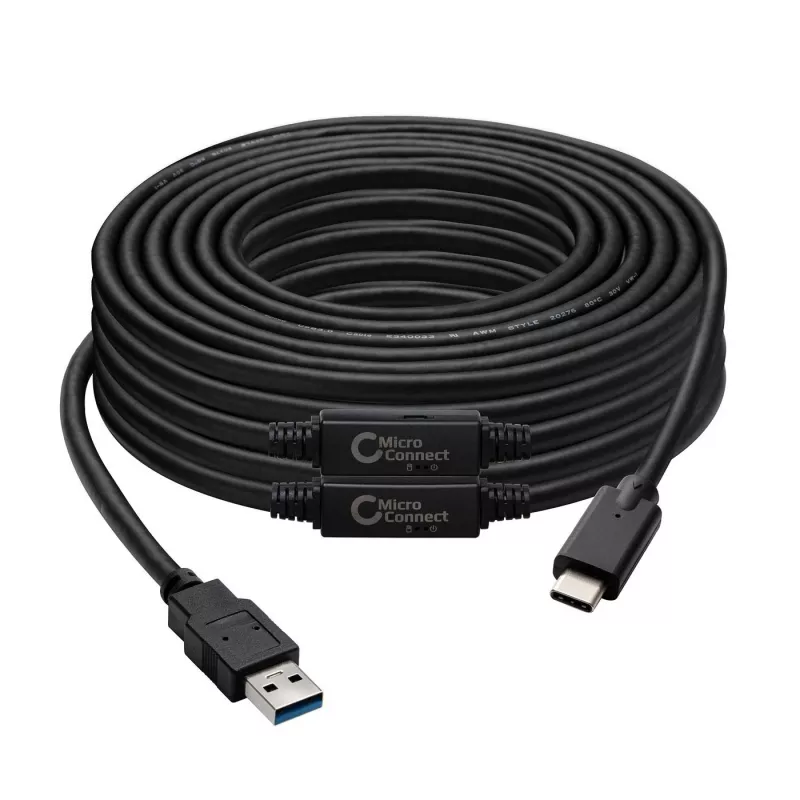 Microconnect USB3.1CA10AMP kabel USB 3.2 Gen 1 (3.1 Gen 1) 10 m USB C USB A czarny